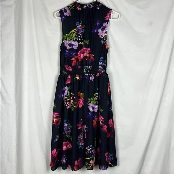 Modcloth Black Floral Mock Neck Sleeveless Midi Dress - Picture 8 of 8
